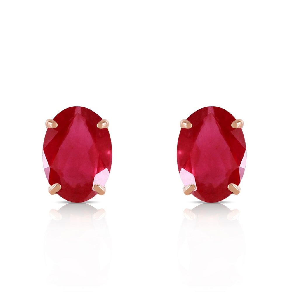14K. SOLID GOLD STUD EARRING WITH NATURAL RUBIES - Picture 2 of 6